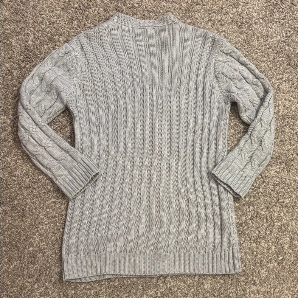 Cozy Gray Cable Knit V-neck Cardigan Sweater With Pockets, Junior’s Medium - Picture 2 of 7